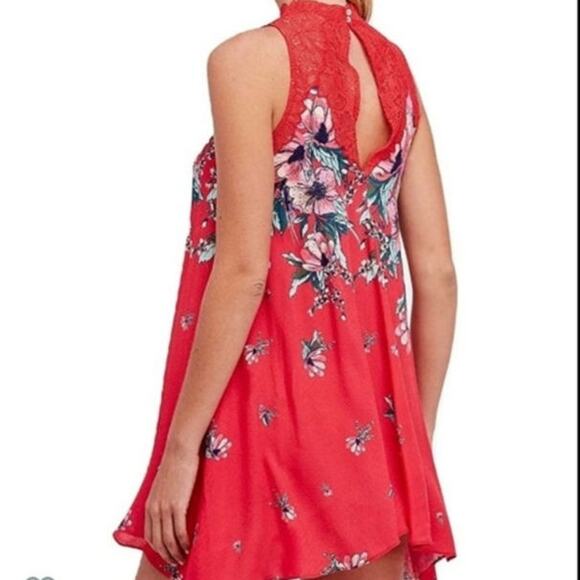 Free People Marsha Lace mini Dress Boho Goth Romantic Size XS red hot combo NWT - Picture 2 of 10